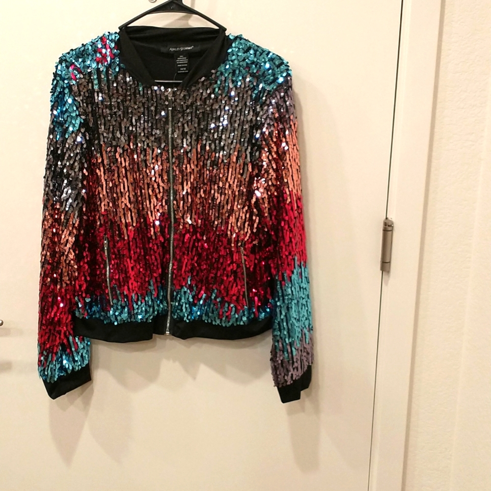 NWOT Multi Color Sequin Jacket size 14/16